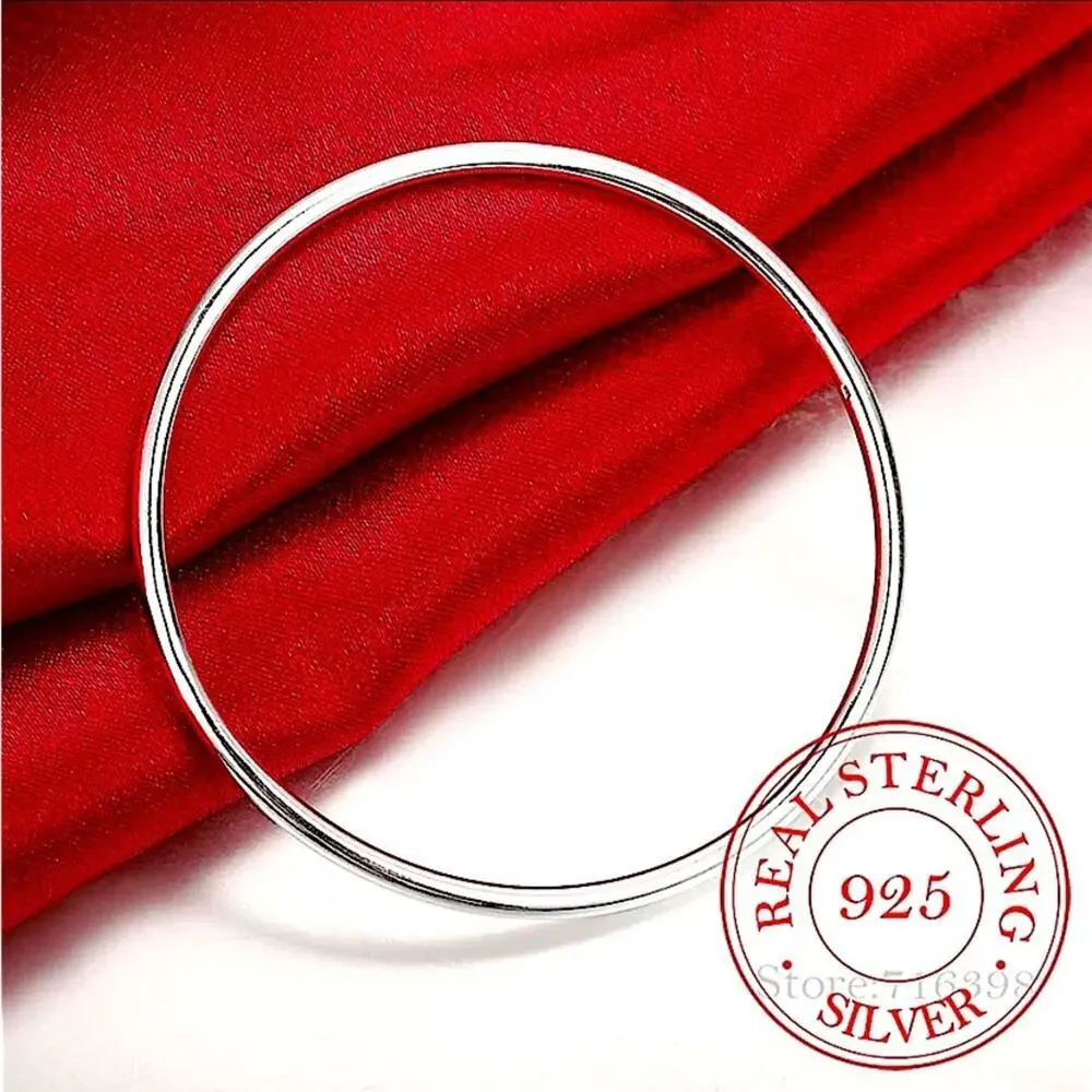 Sterling Silver Thin Minimalist Bangle Stackable Bracelet